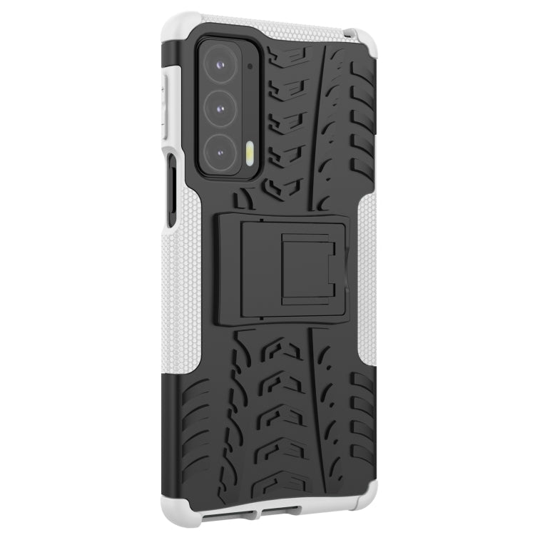 For Motorola Edge 20 Tire Texture Shockproof TPU+PC Protective Case with Holder