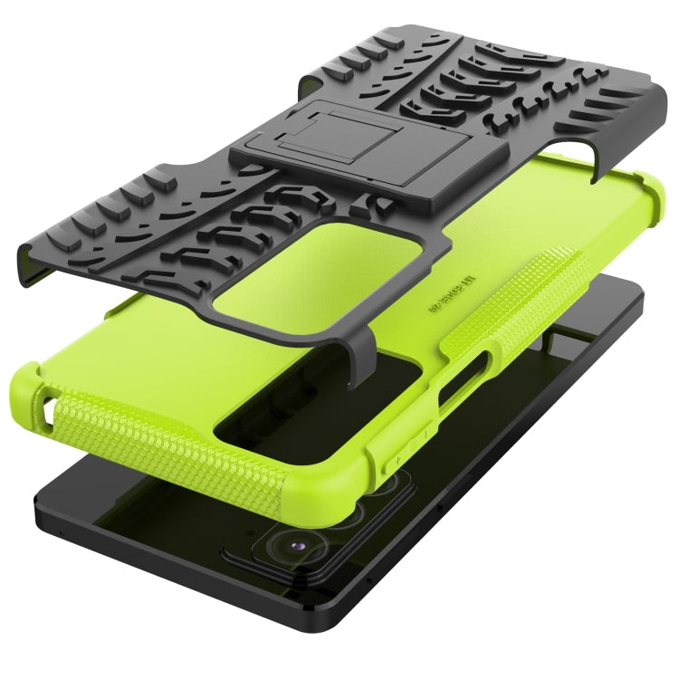 For Motorola Edge 20 Tire Texture Shockproof TPU+PC Protective Case with Holder
