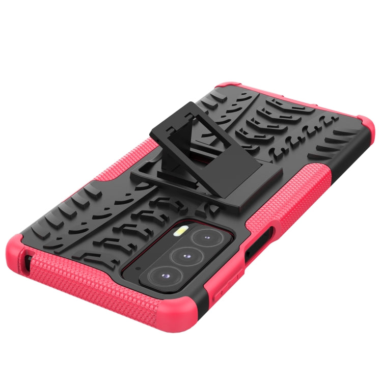 For Motorola Edge 20 Tire Texture Shockproof TPU+PC Protective Case with Holder