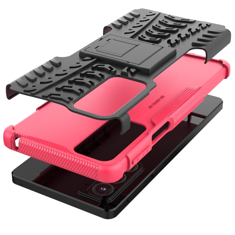 For Motorola Edge 20 Tire Texture Shockproof TPU+PC Protective Case with Holder