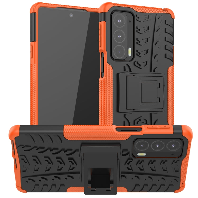 For Motorola Edge 20 Tire Texture Shockproof TPU+PC Protective Case with Holder