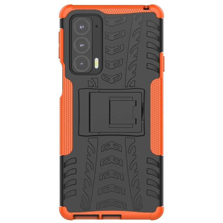For Motorola Edge 20 Tire Texture Shockproof TPU+PC Protective Case with Holder