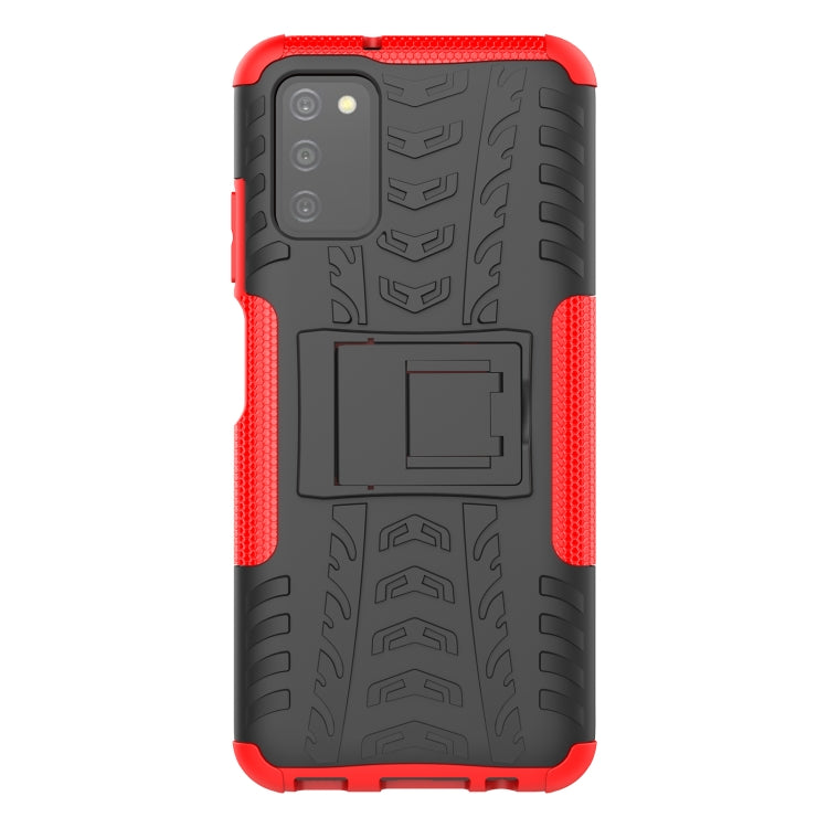 For Samsung Galaxy A03S 164mm Tire Texture Shockproof TPU+PC Protective Case with Holder