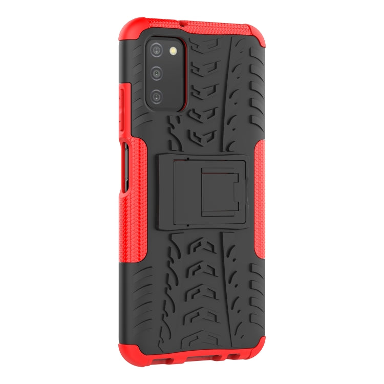 For Samsung Galaxy A03S 164mm Tire Texture Shockproof TPU+PC Protective Case with Holder
