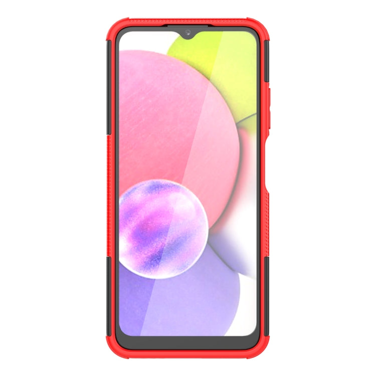 For Samsung Galaxy A03S 164mm Tire Texture Shockproof TPU+PC Protective Case with Holder