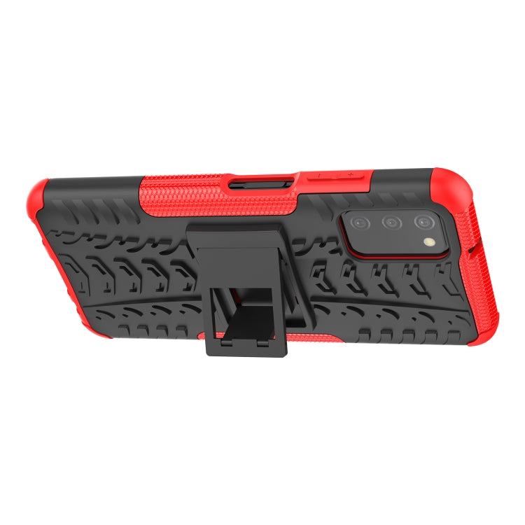 For Samsung Galaxy A03S 164mm Tire Texture Shockproof TPU+PC Protective Case with Holder