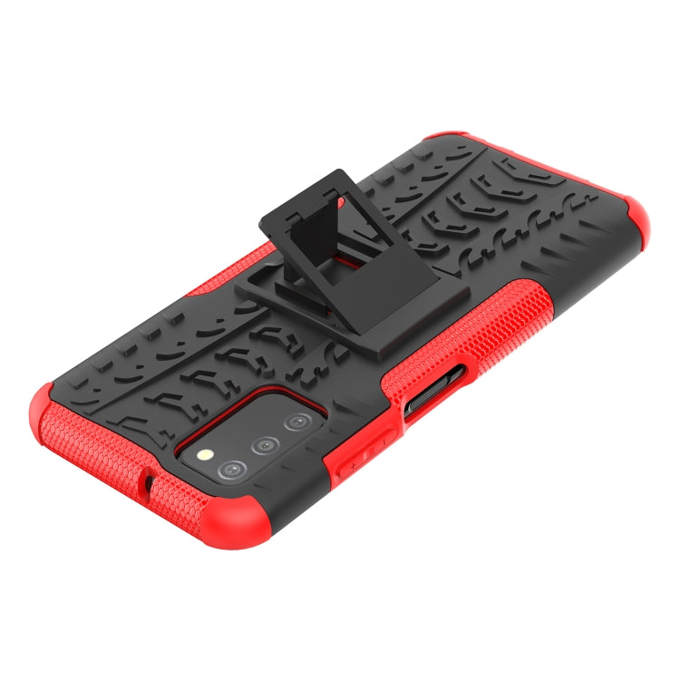 For Samsung Galaxy A03S 164mm Tire Texture Shockproof TPU+PC Protective Case with Holder