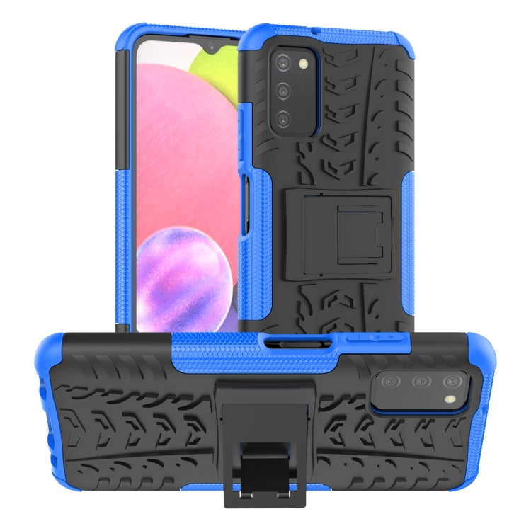 For Samsung Galaxy A03S 164mm Tire Texture Shockproof TPU+PC Protective Case with Holder