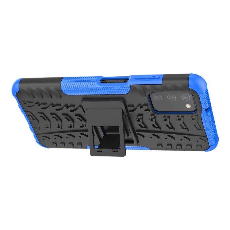 For Samsung Galaxy A03S 164mm Tire Texture Shockproof TPU+PC Protective Case with Holder