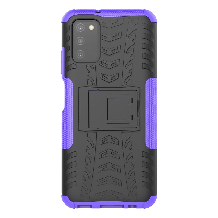 For Samsung Galaxy A03S 164mm Tire Texture Shockproof TPU+PC Protective Case with Holder
