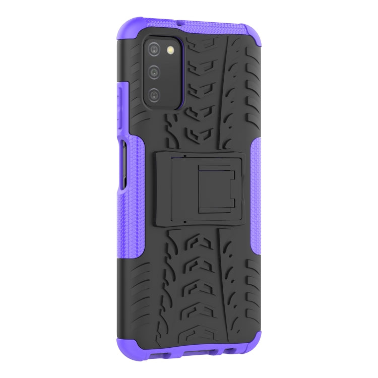 For Samsung Galaxy A03S 164mm Tire Texture Shockproof TPU+PC Protective Case with Holder