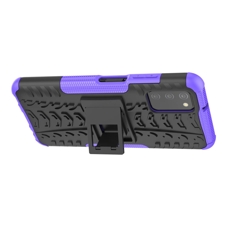 For Samsung Galaxy A03S 164mm Tire Texture Shockproof TPU+PC Protective Case with Holder