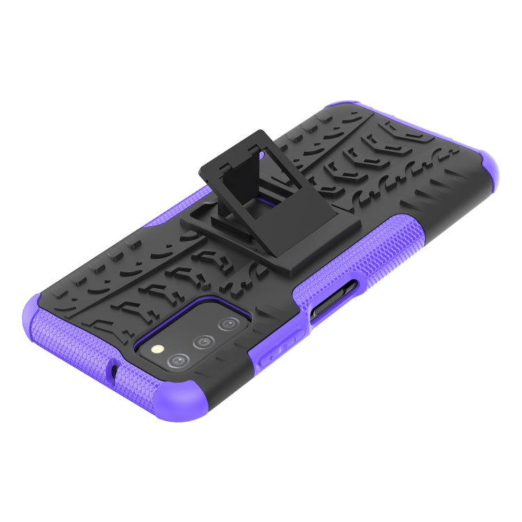 For Samsung Galaxy A03S 164mm Tire Texture Shockproof TPU+PC Protective Case with Holder