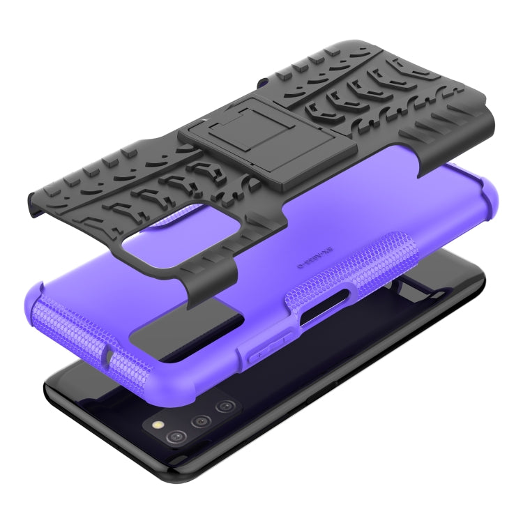 For Samsung Galaxy A03S 164mm Tire Texture Shockproof TPU+PC Protective Case with Holder