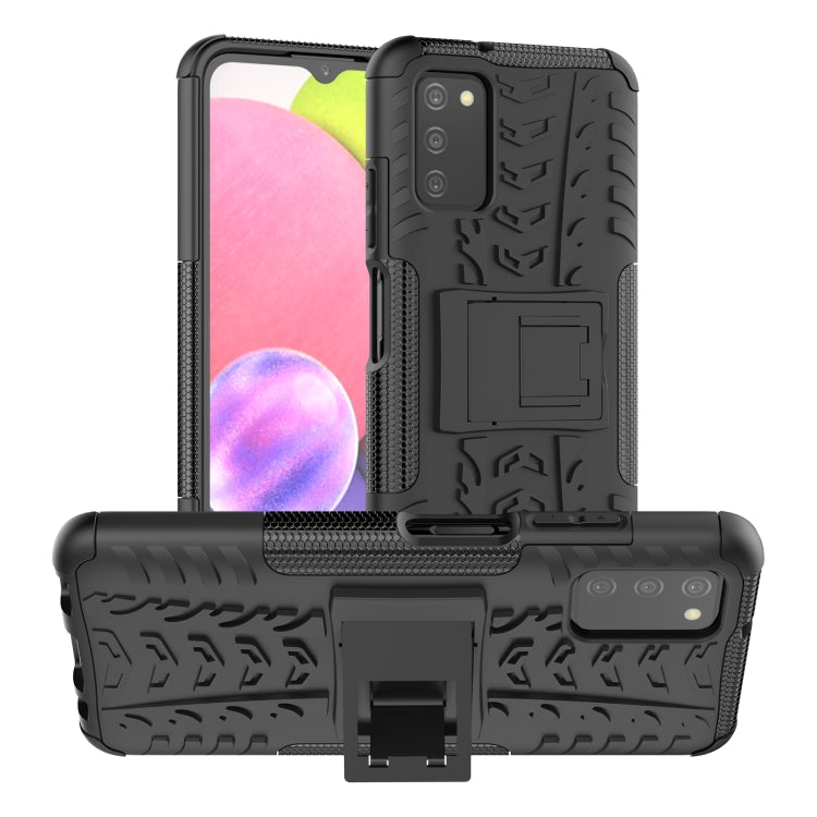 For Samsung Galaxy A03S 164mm Tire Texture Shockproof TPU+PC Protective Case with Holder