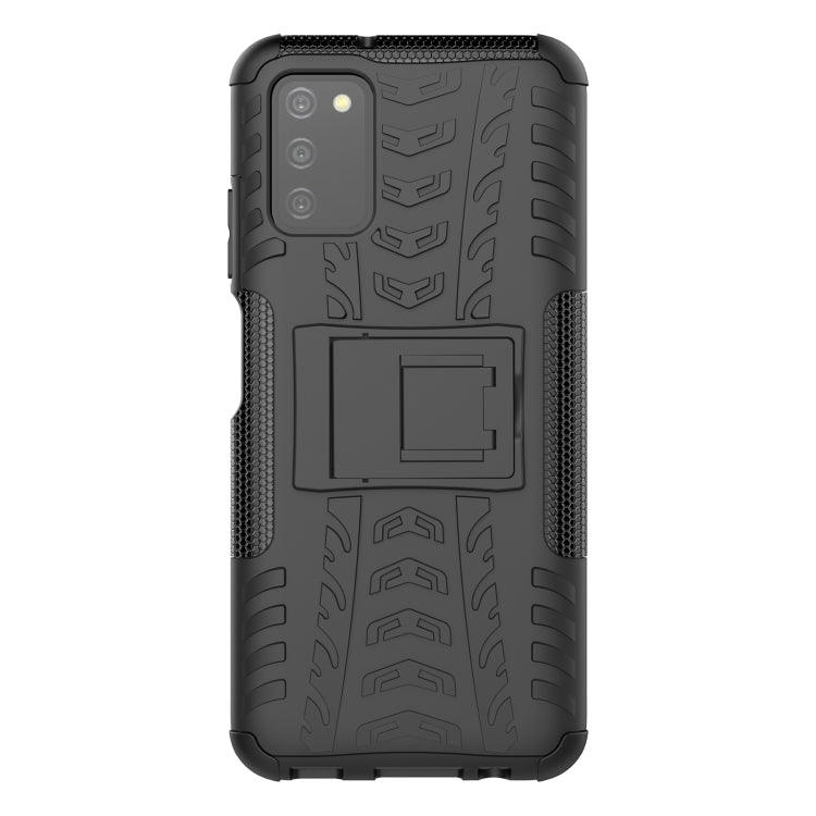 For Samsung Galaxy A03S 164mm Tire Texture Shockproof TPU+PC Protective Case with Holder