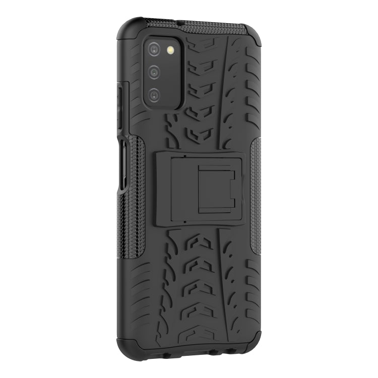 For Samsung Galaxy A03S 164mm Tire Texture Shockproof TPU+PC Protective Case with Holder