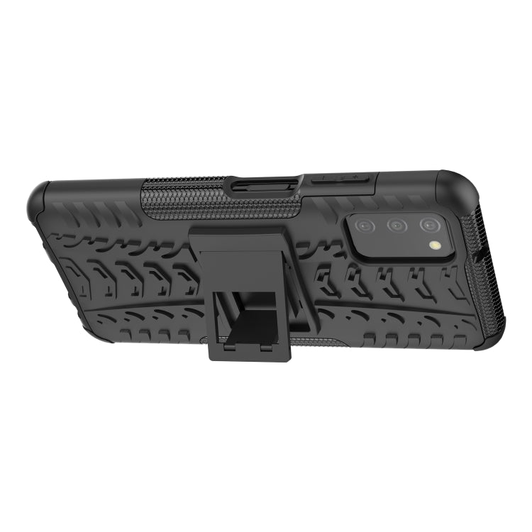 For Samsung Galaxy A03S 164mm Tire Texture Shockproof TPU+PC Protective Case with Holder