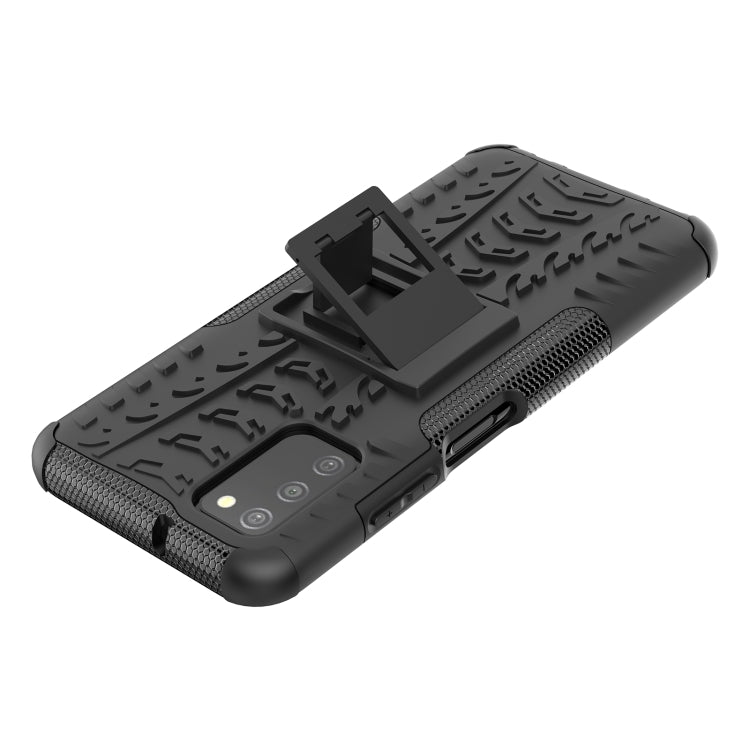 For Samsung Galaxy A03S 164mm Tire Texture Shockproof TPU+PC Protective Case with Holder