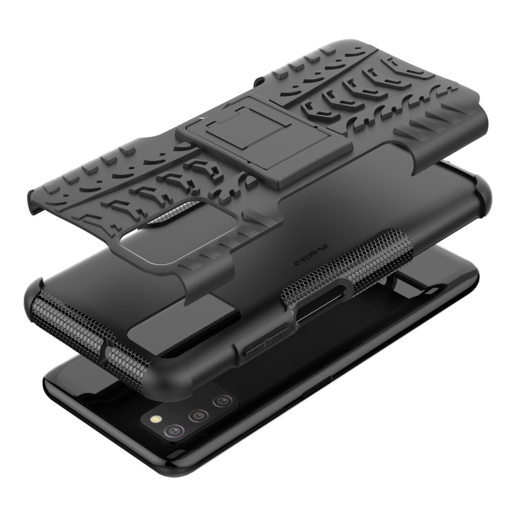 For Samsung Galaxy A03S 164mm Tire Texture Shockproof TPU+PC Protective Case with Holder