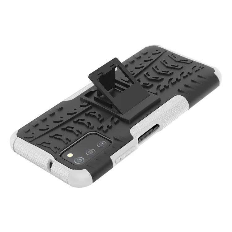 For Samsung Galaxy A03S 164mm Tire Texture Shockproof TPU+PC Protective Case with Holder