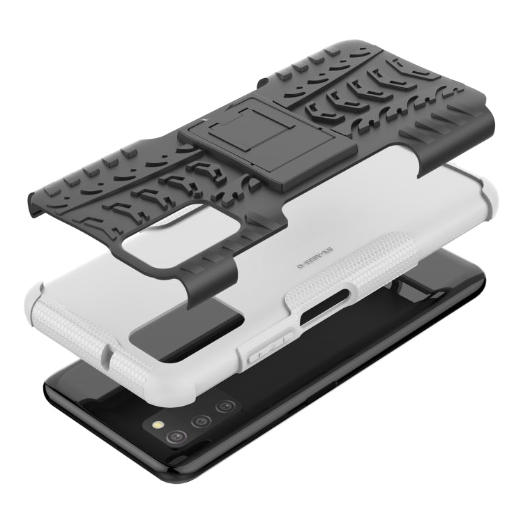 For Samsung Galaxy A03S 164mm Tire Texture Shockproof TPU+PC Protective Case with Holder
