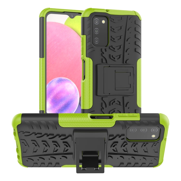 For Samsung Galaxy A03S 164mm Tire Texture Shockproof TPU+PC Protective Case with Holder