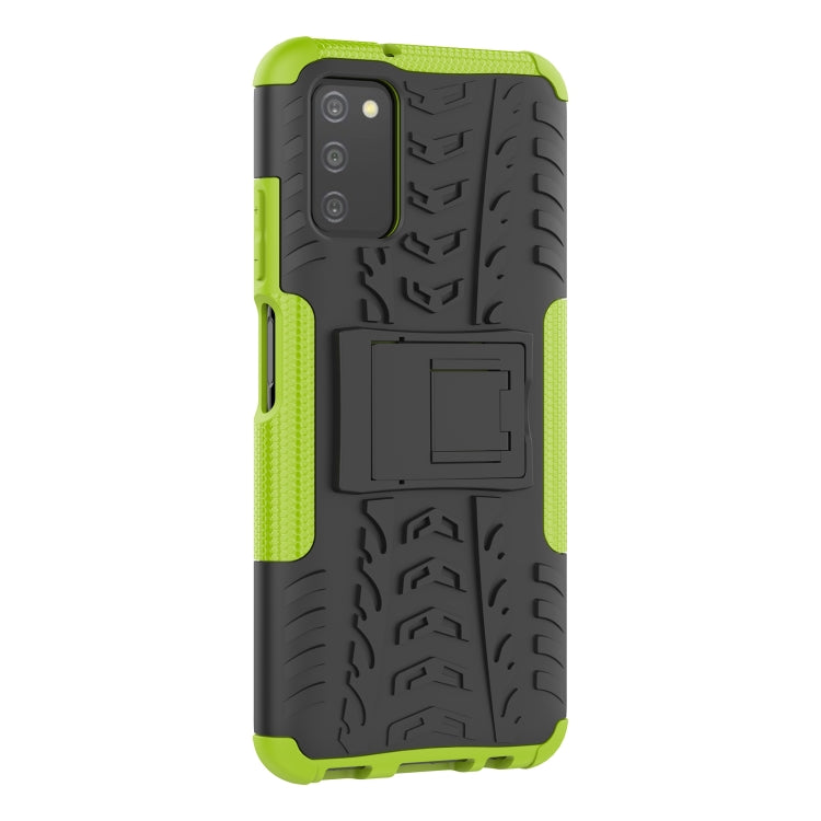 For Samsung Galaxy A03S 164mm Tire Texture Shockproof TPU+PC Protective Case with Holder