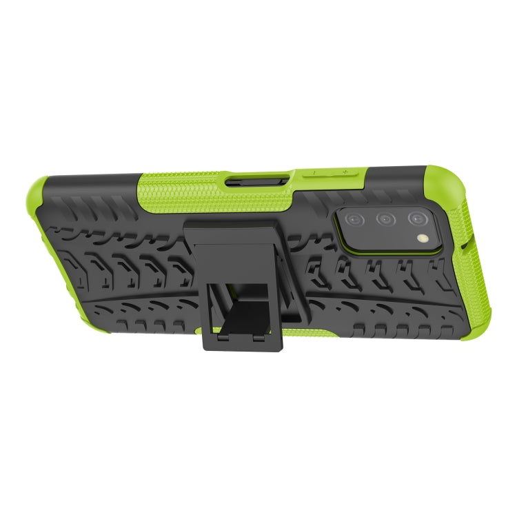 For Samsung Galaxy A03S 164mm Tire Texture Shockproof TPU+PC Protective Case with Holder