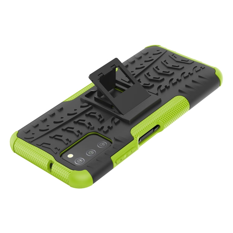 For Samsung Galaxy A03S 164mm Tire Texture Shockproof TPU+PC Protective Case with Holder