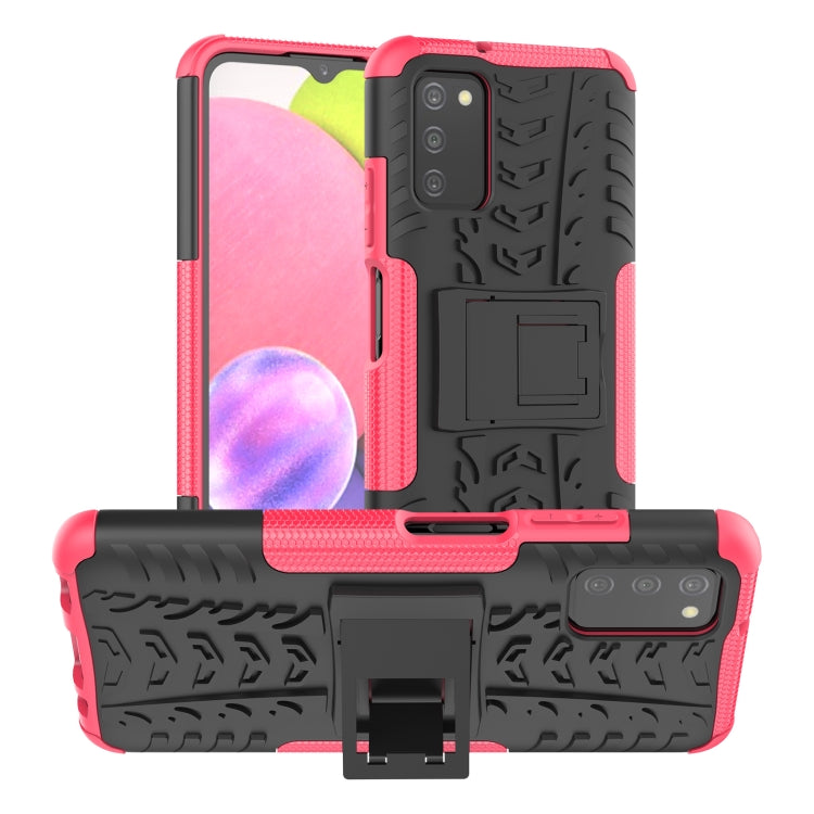 For Samsung Galaxy A03S 164mm Tire Texture Shockproof TPU+PC Protective Case with Holder