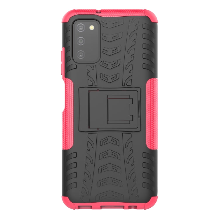For Samsung Galaxy A03S 164mm Tire Texture Shockproof TPU+PC Protective Case with Holder