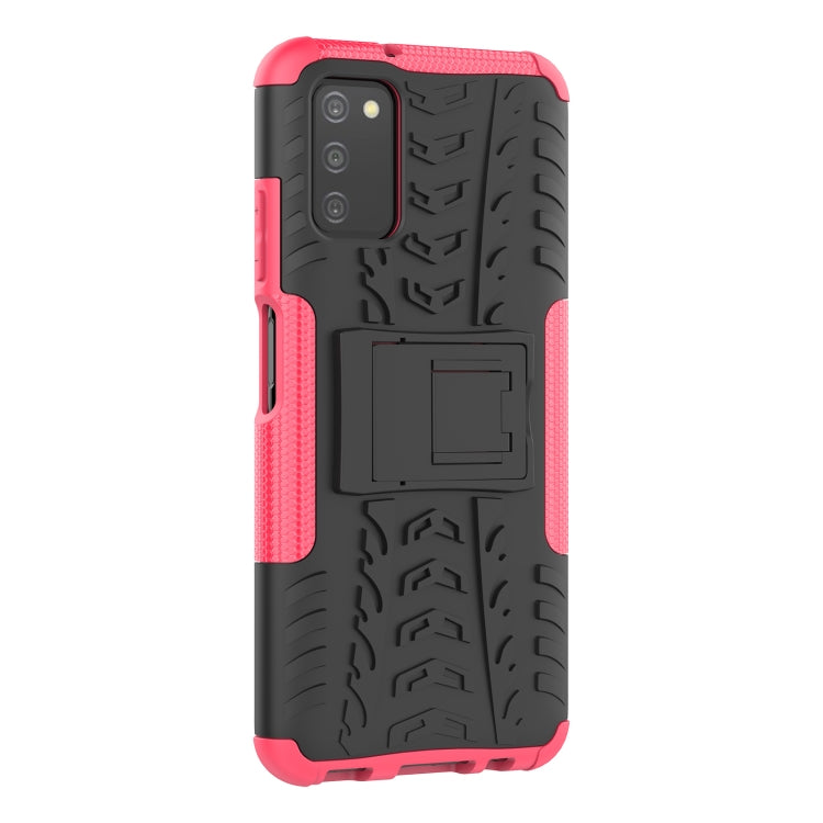 For Samsung Galaxy A03S 164mm Tire Texture Shockproof TPU+PC Protective Case with Holder