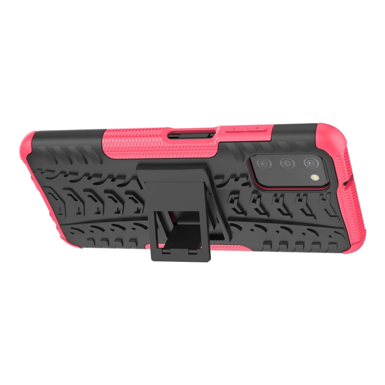 For Samsung Galaxy A03S 164mm Tire Texture Shockproof TPU+PC Protective Case with Holder