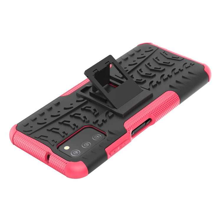 For Samsung Galaxy A03S 164mm Tire Texture Shockproof TPU+PC Protective Case with Holder
