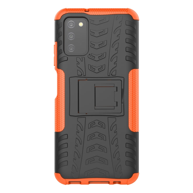For Samsung Galaxy A03S 164mm Tire Texture Shockproof TPU+PC Protective Case with Holder