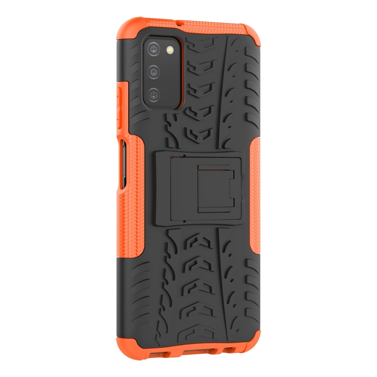 For Samsung Galaxy A03S 164mm Tire Texture Shockproof TPU+PC Protective Case with Holder