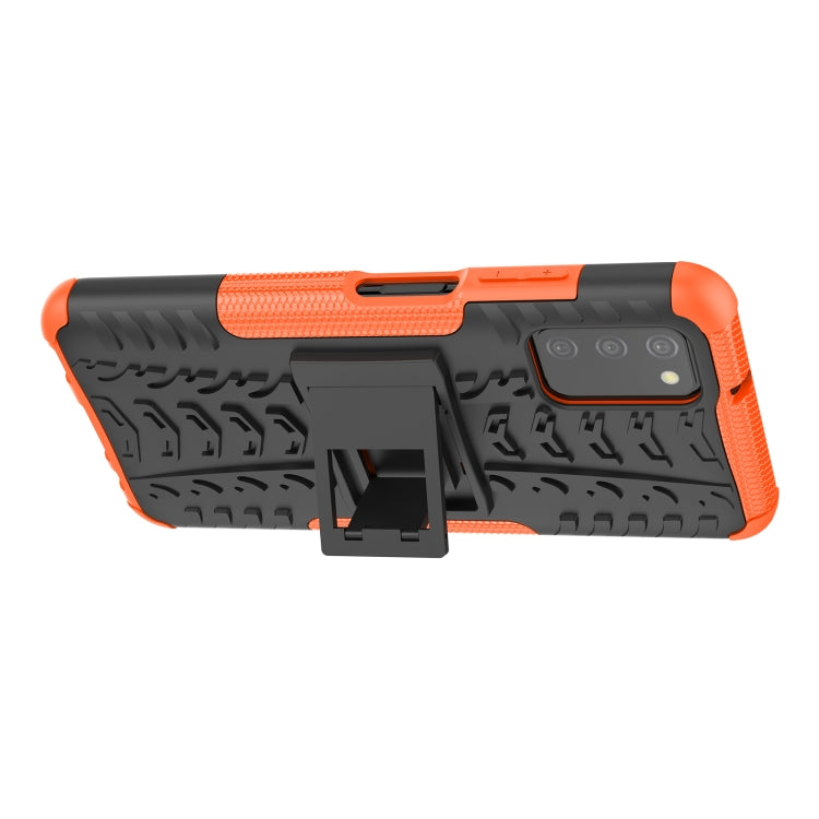 For Samsung Galaxy A03S 164mm Tire Texture Shockproof TPU+PC Protective Case with Holder