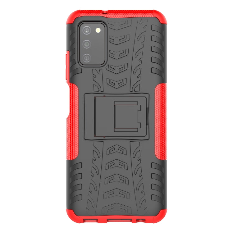 For Samsung Galaxy A03S 166mm Tire Texture Shockproof TPU+PC Protective Case with Holder