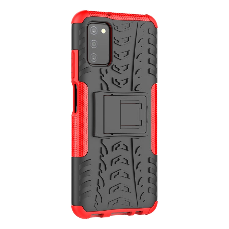 For Samsung Galaxy A03S 166mm Tire Texture Shockproof TPU+PC Protective Case with Holder