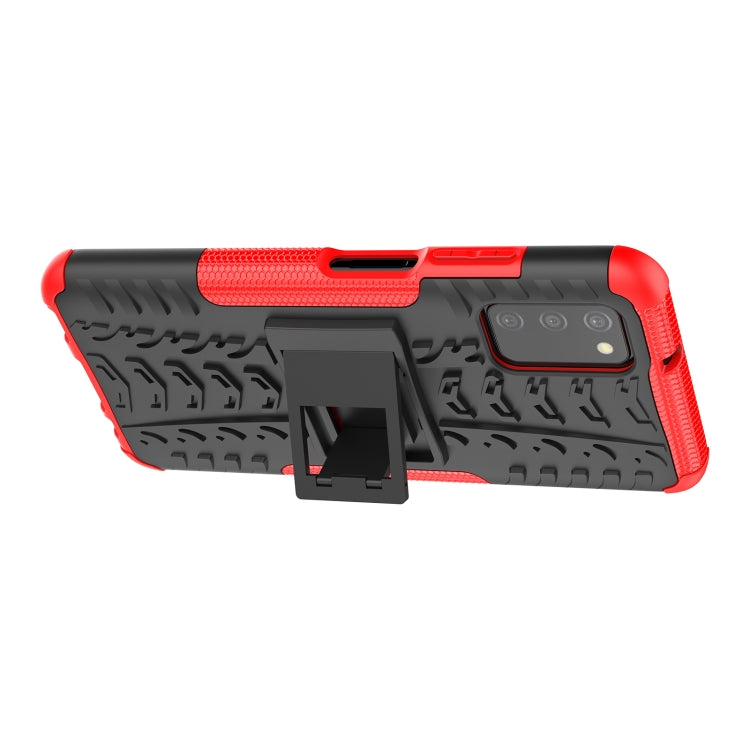 For Samsung Galaxy A03S 166mm Tire Texture Shockproof TPU+PC Protective Case with Holder