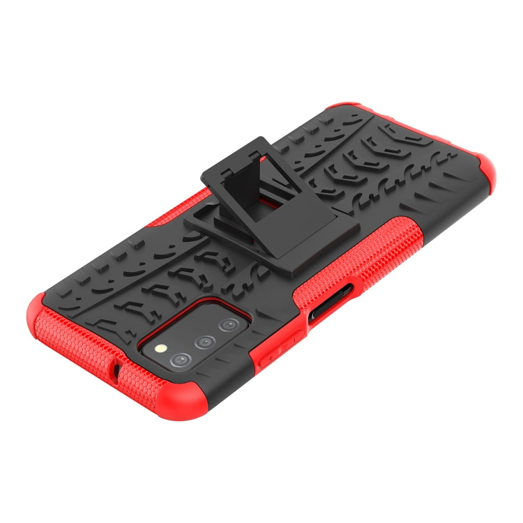 For Samsung Galaxy A03S 166mm Tire Texture Shockproof TPU+PC Protective Case with Holder