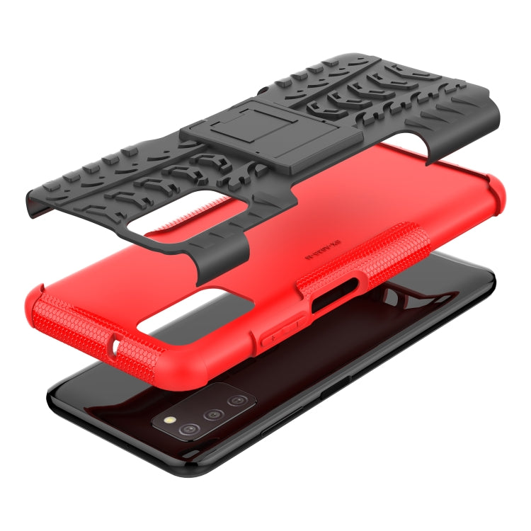 For Samsung Galaxy A03S 166mm Tire Texture Shockproof TPU+PC Protective Case with Holder