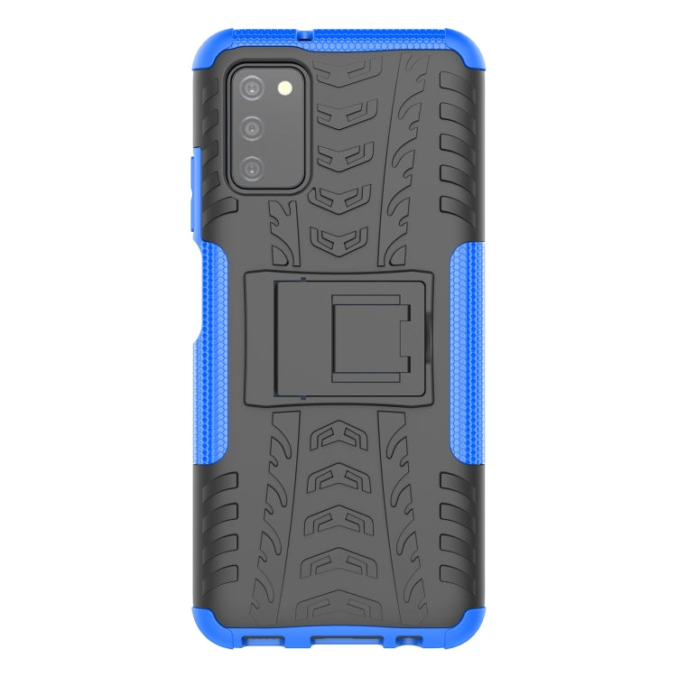 For Samsung Galaxy A03S 166mm Tire Texture Shockproof TPU+PC Protective Case with Holder