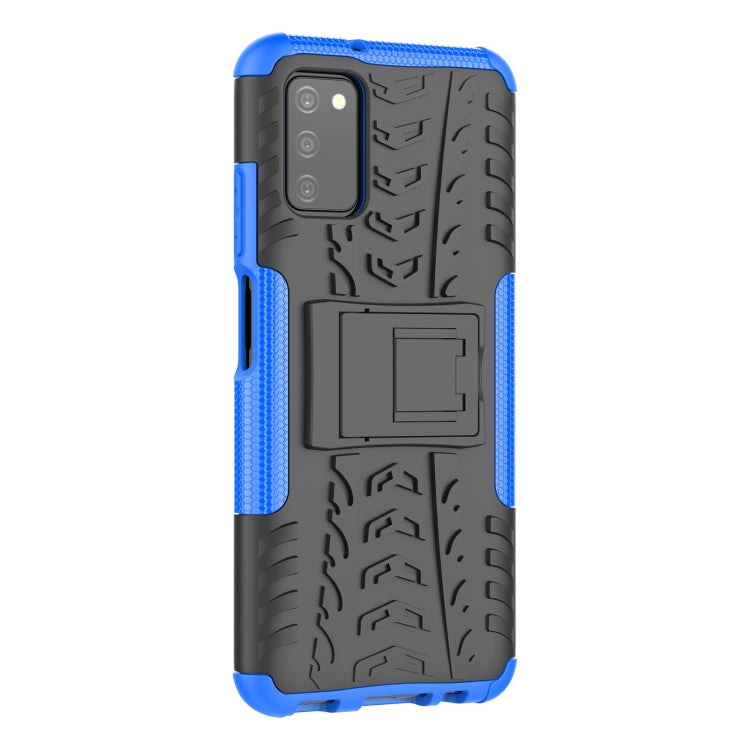 For Samsung Galaxy A03S 166mm Tire Texture Shockproof TPU+PC Protective Case with Holder