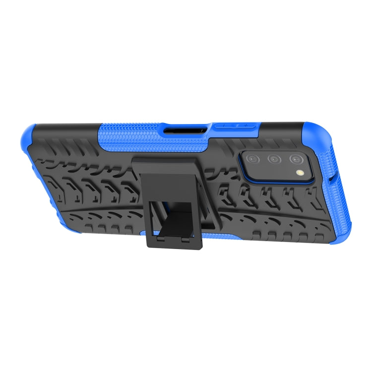 For Samsung Galaxy A03S 166mm Tire Texture Shockproof TPU+PC Protective Case with Holder