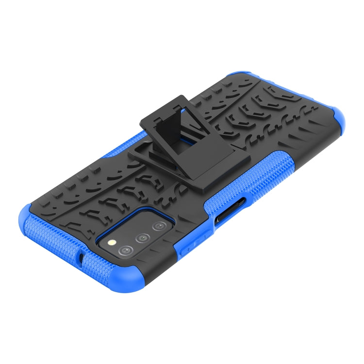 For Samsung Galaxy A03S 166mm Tire Texture Shockproof TPU+PC Protective Case with Holder