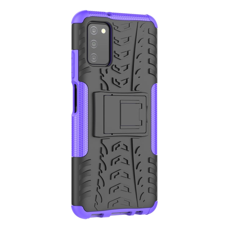 For Samsung Galaxy A03S 166mm Tire Texture Shockproof TPU+PC Protective Case with Holder