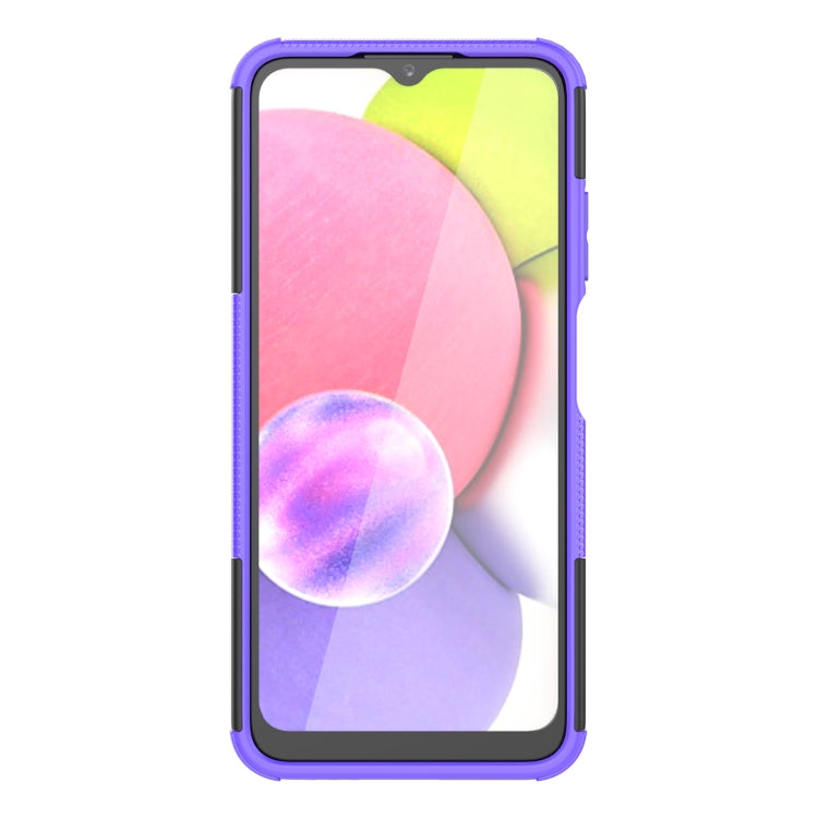 For Samsung Galaxy A03S 166mm Tire Texture Shockproof TPU+PC Protective Case with Holder
