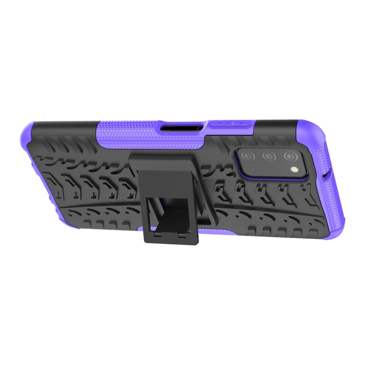 For Samsung Galaxy A03S 166mm Tire Texture Shockproof TPU+PC Protective Case with Holder
